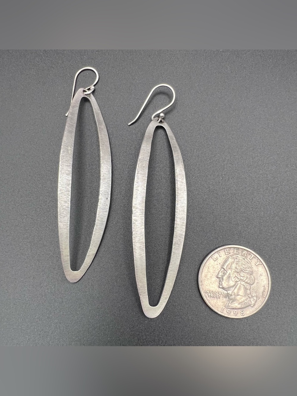 Sterling Silver Elongated Hoop Earrings